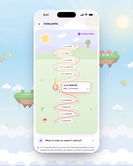The Development Map in MyTurn, with Gigi at the child’s stage