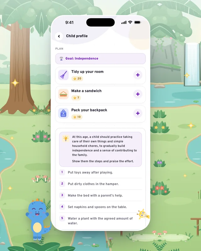 Tips for the child’s age on the child’s profile