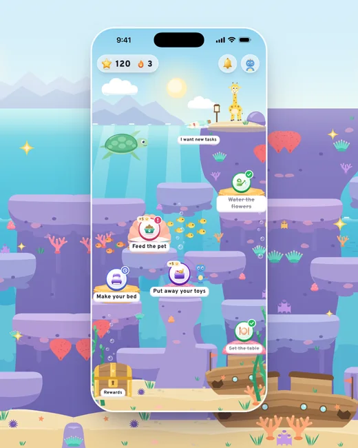 Under the sea: a world in the MyTurn app, with today’s tasks